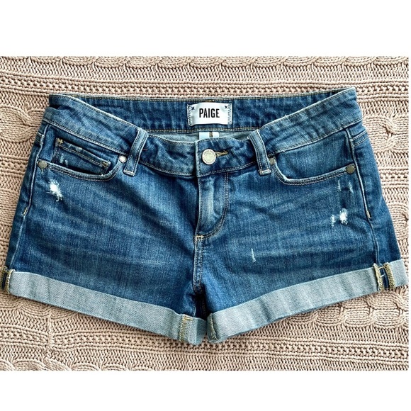 PAIGE Pants - Paige Denim Cuffed Distressed Jean Shorts